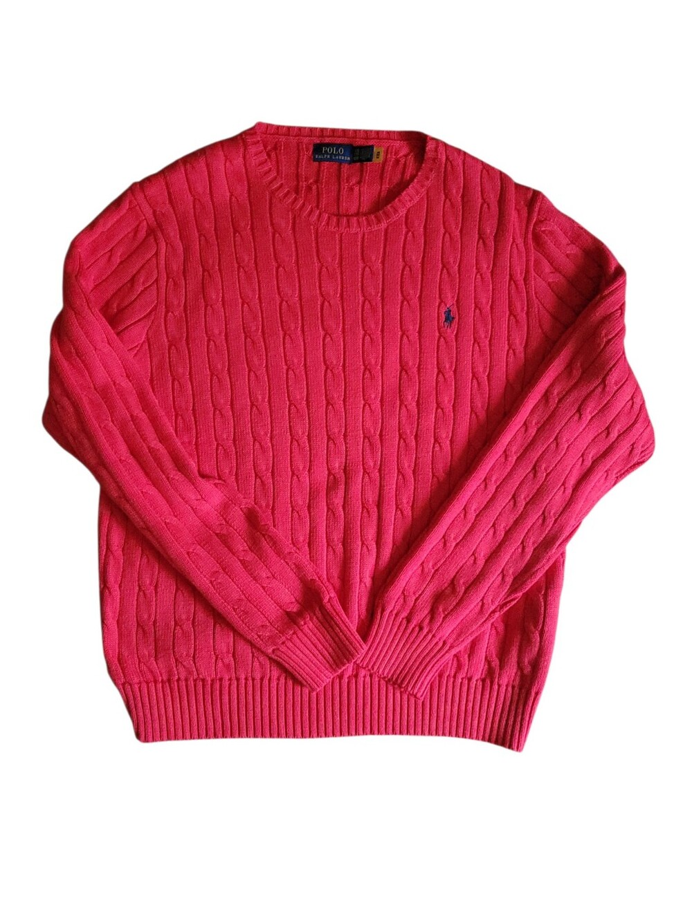 Polo Ralph Lauren Cable Knit Sweater XXL Red Cotton Preppy Heritage  Crewneck - Picture 2 of 9